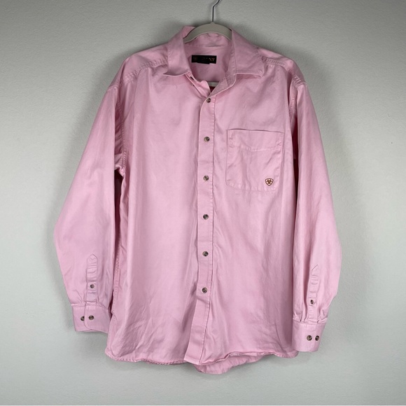 Ariat Shirts Ariat Pink Long Sleeve Button Cuff Button Front Shirt